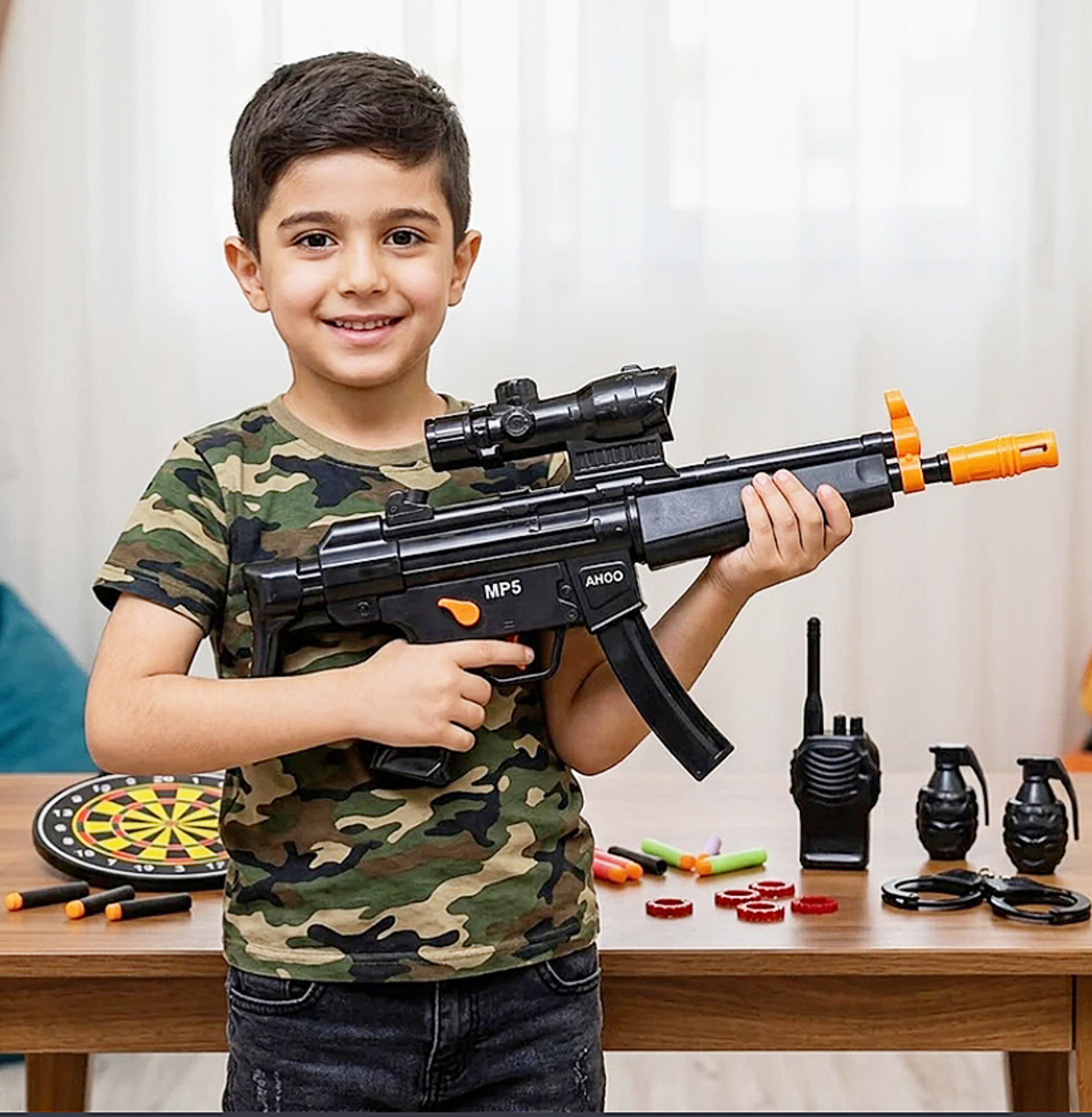 اسباب بازی تفنگ MP5 ترقه ای مدل آهو